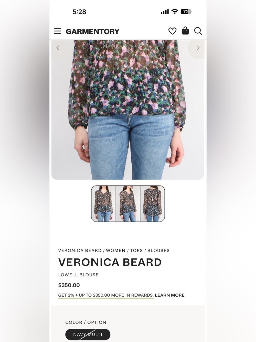 Veronica Beard Pink & Green Floral Sheer Smocked Blouse